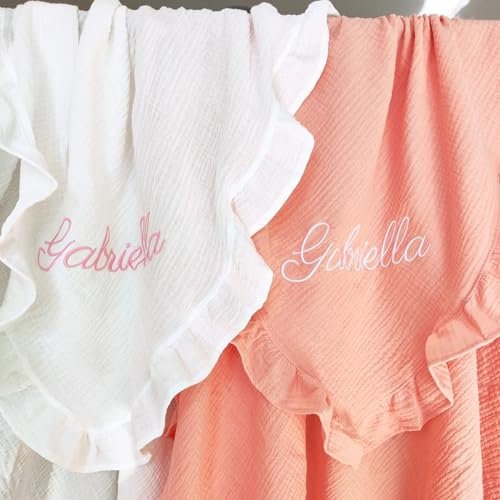 Ter Individuelle Babydecke, personalisierte Musselin-Decke, Baby-Geschenk, Doppel-/Kinderbettgröße, pastell, einlagig, leicht, für alle Jahreszeiten