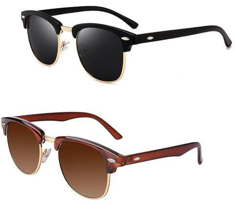 JAWAI 2 Stück Sonnenbrille Herren, Herren Sonnenbrille, Sonnenbrille Schwarz, Schwarze Sonnenbrille, Sonnenbrille Damen Schwarz, Geeignet für Outdoor, Reisen, Wandern und Fahren Einsatz