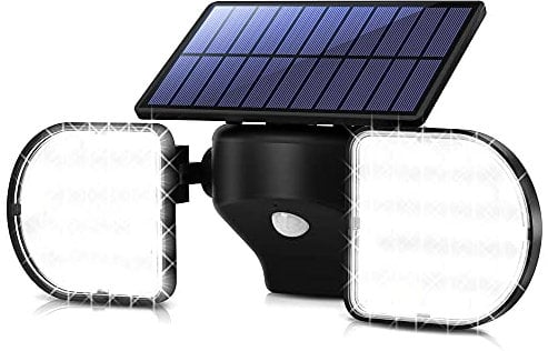 OUSFOT Faretto Led da Esterno Solare IP65 Luce Solare LED Esterno con Sensore di Movimento 2200mAh Faro Led Esterno con Pannello Solare 360°Regolabile Luci Solari Esterno per Giardino Parete