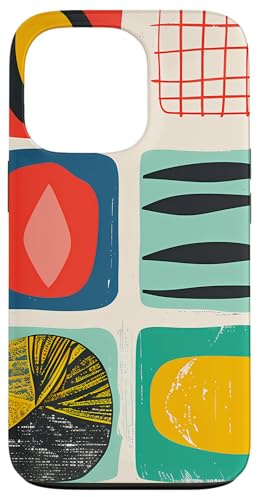 Mid Century Modern Abstrakt Bunte Formen Funky Cool Hülle für iPhone 13 Pro