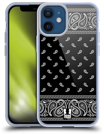 Head Case Designs Quadratisch Schwarz Klassische Paisleymuster Gelhülle [Militärischer Schutzgrad] Kompatibel Mit Apple iPhone 12 Mini Und Kompatibel Mit MagSafe