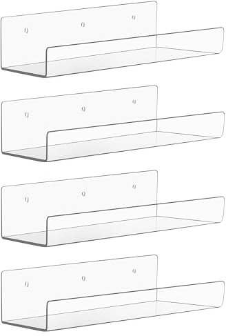 Winter Shore Mensole da Muro 305 mm in Acrilico Trasparente [Confezione da 4] - Mensole Moderne per Libri, Decorazioni, Piante, Giocattoli - Mensole per Soggiorno, Bagno, Cucina, Ufficio