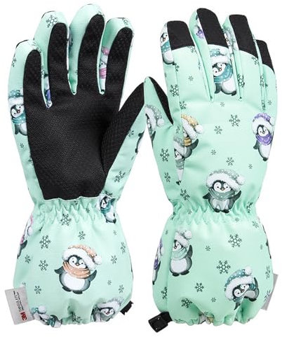 Skihandschuhe Kinder Wasserdicht, Winterhandschuhe Kinder Fleece Verdickt, Kinderhandschuhe Winter Warm, Thermohandschuhe Outdoor Sport Handschuhe Junge Mädchen Kalt Wetter (Handschuhe, 11-14 Jahr)