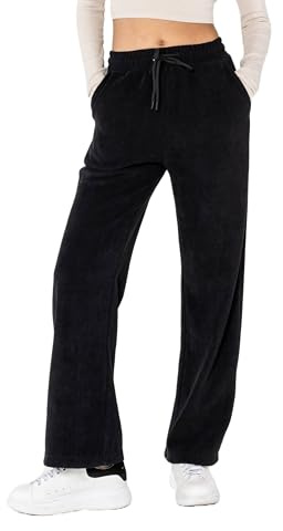 Nina Carter J253 - Pantaloni da donna casual - Pantaloni da jogging in velluto, vestibilità rilassata, pantaloni in corduroy con vita elasticizzata e gamba larga, S