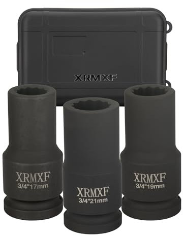XRMXF Jeu de douilles 3/4 3 pièces 17 19 21 mm Cr-Mo - Jeu de douilles à percussion 12 points