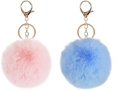 2 Stücke SchlüSselanhäNger PlüSch, Damen TaschenanhäNger ,Taschen AnhäNger Aesthetic Tasche Pom Bommel , Keychain für Puschel Plush PlüSchanhäNger PlüSchball Flauschig Ring Pompom flauschigen fluffy