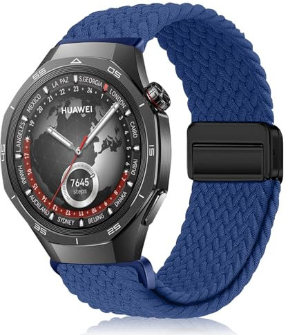 MokaZii 22mm Correa Compatible con Huawei Watch Ultimate 2 / GT 6/6 Pro/GT 5/5 Pro, Nailon Deportivo Unisex band, Magnética Elásticos Correas para Huawei Watch 5/4 / Buds/Ultimate - Azul