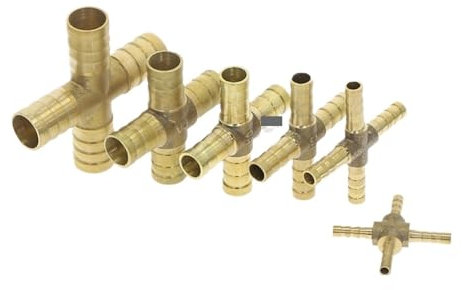 Cross Shaped Brass Pipe Fitting 4 Way 6mm 8mm 10mm 12mm Hose Barb Connector Joint Copper Barbed Coupler Adapter Coupling 1 Pc(10mm Barb)