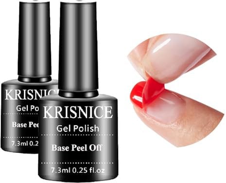 KRISNICE Peel Off Base Gel, Peelable Base Gel Coat, Peelable Clear Foundation for Use with UV LED Nail Lamp, Nail Practice UV Nail Lamp Required Home & Salon (KB2-001)