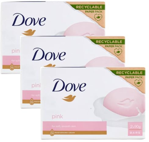 Dove Beauty Cream Bar Feste Seife, feuchtigkeitsspendend, Rosa, 2 x 90 g, 3 Stück