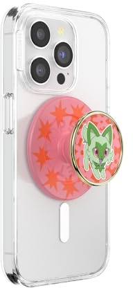 PopSockets Phone Grip for MagSafe with Kickstand, Magnetic Stand, Swappable Top, Secure Hold for iPhone MagSafe Cases, Phone & Tablet Grip, Pokemon Grass Type - Sprigatito Stretch