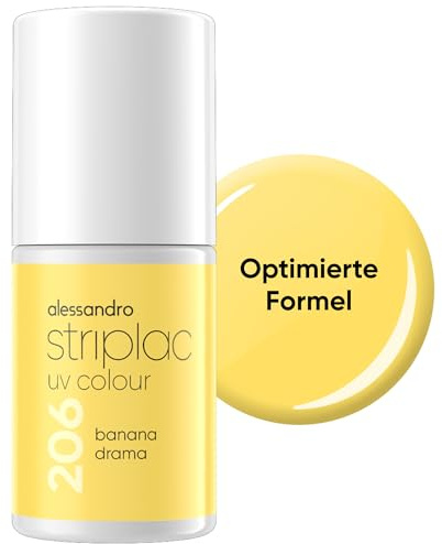 alessandro Striplac UV-Nagellack Banana Drama - Deckend & Kratzfest bis zu 15 Tage - Leichtes Auftragen - Schonende Abziehtechnologie - Vegan - Gelb, 6,5ml