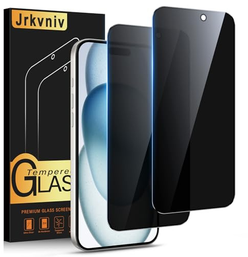 Jrkvniv Verre Trempé pour iPhone 15 Plus Anti Espion,Anti Spy Dureté 9H Vitre Film de Protection écran Anti-Rayures Sans Bulles Privacy Confidentialité Transparent HD Protecteur D'écran,2 Pièces