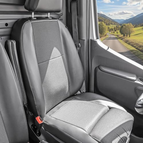 ACTIVline Premium-Passform Schonsitzbezug für Mercedes-Benz Sprinter 907 – Set Fahrersitz & Beifahrersitz, Komfortausstattung, mit Airbagfunktion, robuste Sitzbezüge in Schwarz – Made in Germany