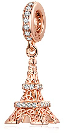 925 Sterling Silber Eiffelturm-Charm in Roségold für Pandora-Armband