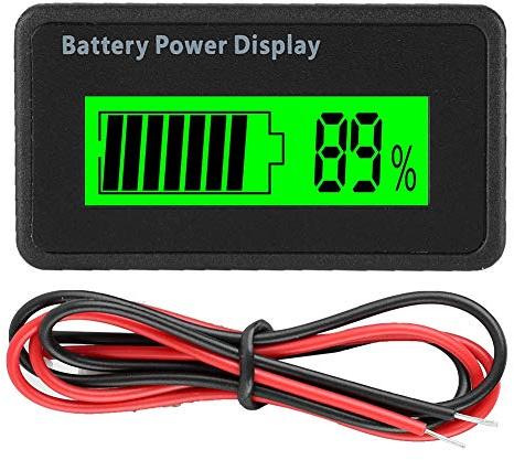 Vvikizy Batteriekapazitäts-Spannungsmesser, LCD-Display mit Verpolungsschutz, Wasserdichte Genauigkeit, für Batteriebetriebene Geräte mit 12–48 V (Grünes Licht)