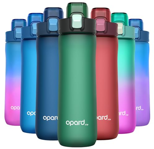Opard 600ml Plastic Water Bottle Dishwasher Safe, Leakproof Flip-Top Lid, BPA Free Tritan, Wide Mouth Reusable Kids Water Bottle for School Hiking Commuting Outdoor Travel and Gym