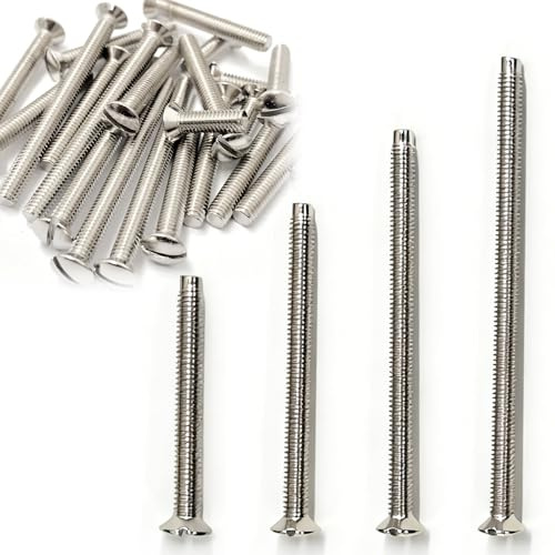 40PCS M3.5 Electrical Socket Screws, Silver Flat Head Slotted Machine Screw | Mixed Length 30mm, 40mm, 50mm, 60mm, Long Electrical Switch Screws for Socket & Switch Installation, Back Boxes & Faceplates