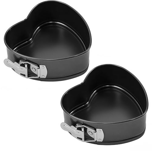 LUPATDY Molde Corazón Desmontable 12cm – 2 piezas Antiadherente, Acero al carbono – Ideal para Bizcochos, Tartas y Pasteles – Molde de Repostería con Liberación Rápida – Utensilio de Horno