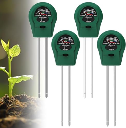 GAOUTO 4PCS Humidimètre de Sol Hydromètre, 3 en 1 Capteur Humidité Sol Hygrometre Plante, Soil Moisture Meter Soil Tester Jardinage Testeur de Sol Mètre d'humidité (Pas Besoin de Batterie)