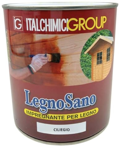 Impregnante per Legno 750 ml. 'Ciliegio' – Vernice Protettiva per Legno Interno ed Esterno, Protezione UV, Igienizzante Antimuffa e Funghi, Effetto Naturale