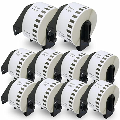 BETCKEY - 10 Rollen DK-22225 Endlosetiketten (Papier) Kompatibel mit Brother, 38mm x 30.48m, 10 Etiketten für Brother QL Etikettendrucker