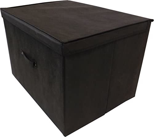 Neusu Heavy Duty Foldable Storage Box With Lid - Super Jumbo XXL Size 60cm x 45cm x 40cm - Ideal Storage Boxes for Duvets, Clothes, Bedding, Toys - 100 Litre Capacity - Black