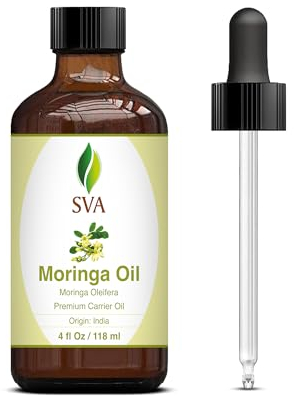 SVA Organics Moringa öl Organisches 100% reines und natürliches Trägeröl Authentisches und hochwertiges Öl für Hautpflege, Haarpflege, Aromatherapie und Massage, 3,99 Fl Oz (1er Pack)