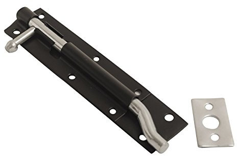 Dzina Steel Sliding Tower Door Bolt Necked 200mm x 48mm (8 Inch) Black, Pack of 1