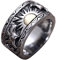 Vintage Breit 925 Sterling Silber Golden Sonne und Adler Ring Punk Bandring Schmuck für Herren Damen 13mm Größe 57