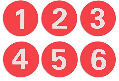 Aspire 30 Stück Acrylic Zahlenaufkleber, Rund Etiketten Zahlen,1-30 Rot