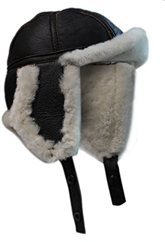 Herren Mütze 100% Echtleder Braun Creme Ingwer Trapper Aviator Stil