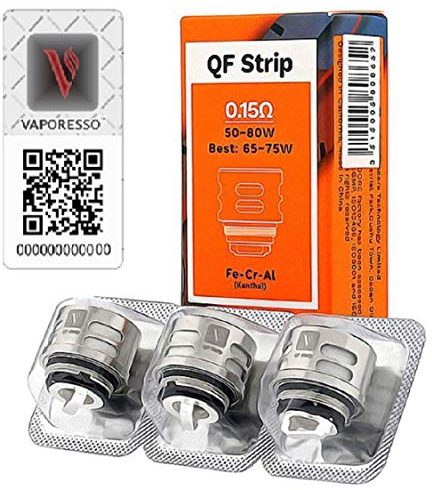 Vaporesso QF Strip 0.15 ohmios Bobina (50-80 vatios) para el tanque Skrr y Cascade (3PZ) Sin nicotina o tabaco
