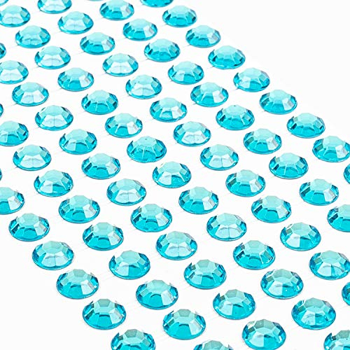 Movoja Hellblau Strasssteine - runde Glitzersteine 147 Stück Ø 10mm selbstklebend zum Verzieren und Basteln | Schmucksteine zum aufkleben | Steinchen Dekosteine Bastelsteine Blau 147 Stück Ø 10mm
