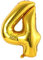 Ponmoo Luftballon Zahl 4 Gold, Riesen Nummer 0 1 2 3 4 5 6 7 8 9 10-19 20-29 30-39 40 50 60 70 80 90 100, groß Folienballons für Hochzeit Jubiläum, Geburtstagsballons Party Dekoration