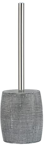 WENKO WC-Garnitur Gilba, hochwertiger Bürstenhalter aus stabilem Polyresin in Trendiger Optik, inklusive Toilettenbürste, Ø 11,3 x 37 cm, Grau