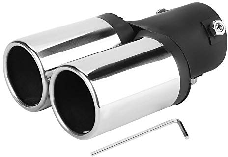 Auspuffblende Doppelrohr-Edelstahl Doppel Rohr Edelstahl Universal Doppel Auspuffblende Auspuff Edelstahl Universal Auto Modifiziertes Doppel Auspuffrohr Endschalldämpfer Spitze Tail Throat