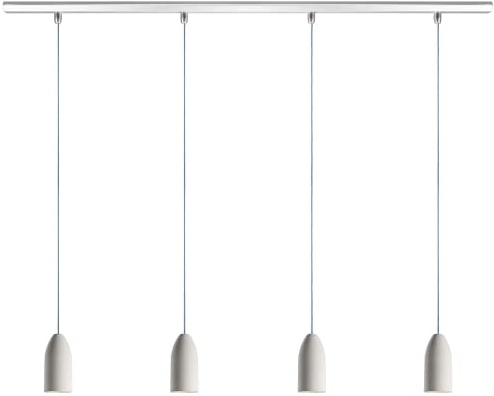 Buchenbusch urban design Lampe Esstisch 4 flammig light edition, Beton Deckenleuchte mit Textilkabel Light-Blau, Hängelampe Schlafzimmer