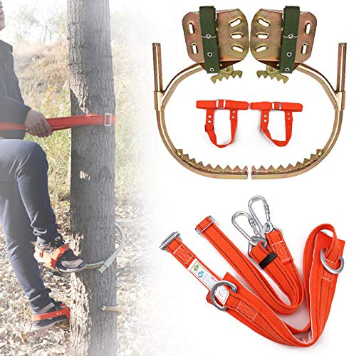 Steigeisen für Bäume, Einstellbar Steigeisen Baumsteigeisen mit Safe Belt Set, Klettern Bäume Artefakt für Klettern Jagdbeobachtung Kommissionierung Obst,450model