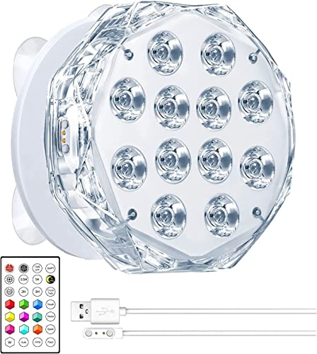 Idealife 20-LED Poolbeleuchtung Unterwasser Licht, Magnetisch Wiederaufladbar Voll wasserdichte Teichbeleuchtung mit Gepaart RF Fernbedienung Q-Pad Großer Magnet Saugnäpfe für Aquarium Spa Whirlpool