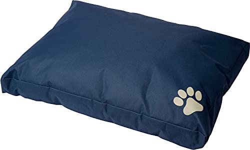 dobar 60440 Hundekissen Open Air - Outdoor Hundebett wasserabweisend - reißfeste Hundematratze mit recycelter Polyester Füllung - Hundematte für den Außenbereich - 58 x 38 x 8 cm - Blau