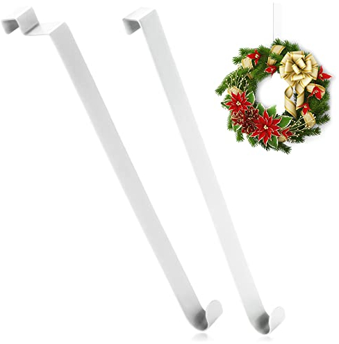 com-four® 2x crochets de porte en acier inoxydable - crochets de 26 cm pour couronnes de porte et décoration - cintres pour portes intérieures et extérieures - patères à suspendre