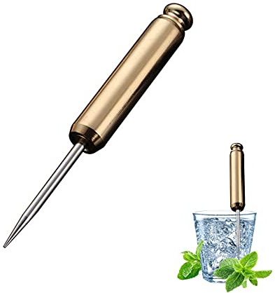 DragonX2 Ice Pick Crusher Portable Stainless Steel Ice Pick Tool with Safety Handle and Protective Case for Kitchen Bars Bartenders Picnics Camping (Gold)