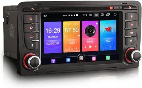 Erisin 8 Núcleos 4GB+64GB Android 14 Coche Audio Estéreo de Automóvil para con GPS Sat Nav Audi A3 S3 RS3 RNSE-PU 7 IPS Soporte CarPlay Android Auto DSP Bluetooth 5.0 DVD WiFi Dab+ USB Canbus OBD2
