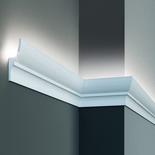 PROVISTON | Lichtleiste | Polyurethan | 70 x 40 x 2000 mm | Weiß | Indirekte Beleuchtung | LED Beleuchtung