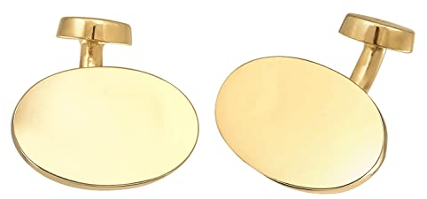 Kuzzoi Manschettenknöpfe für Herren, Cufflinks glanzvoll oval im Design, aus 925er Sterling Silber vergoldet, Klassischer Schmuck für das Hemd, Goldenes Männer Geschenk für Hochzeit und Geburtstag