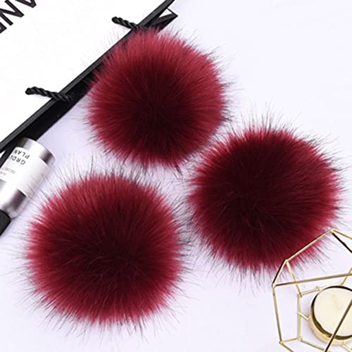 LUMoony 10Pcs 10 cm Faux Fur Pom Pom Ball DIY Pelz Pom Poms für Hüte, Schuhe, Schals, Taschen, Pompons, Schlüsselanhänger, Strickmützen, Zubehör mit winziger Kordel, Faux Fur Pom Poms