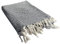 +CaretecGermany Boho Baumwolldecke Couchdecke Bettüberwurf Stranddecke mit Fischgrätenmuster 180 x 130 cm mit Fransen/Troddeln (Schwarz-Weiß)