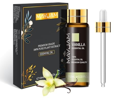 MAYJAM Olio Essenziale Di Vaniglia 10ml, Olio Di Vaniglia Per Diffusori, Umidificatori, Fai Da Te, Casa, Guardaroba