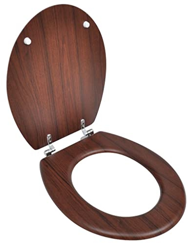 HOMIUSE Toilettensitz MDF Deckel Schlichtes Design Braun Toilettendeckel Wc Sitz Klobrille Wc Deckel Toilettenbrille Toilet Seat Toiletten Deckel Familien, Restaurants Universell Design 45x36 cm